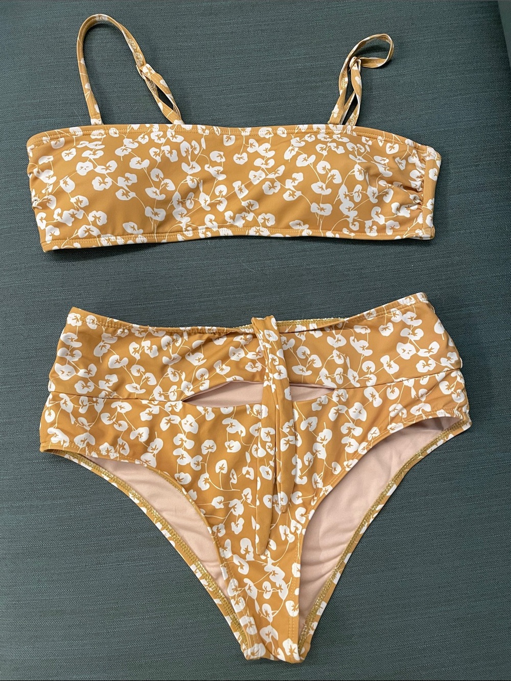 Medium Mustard Floral Two-Piece Bikini Set